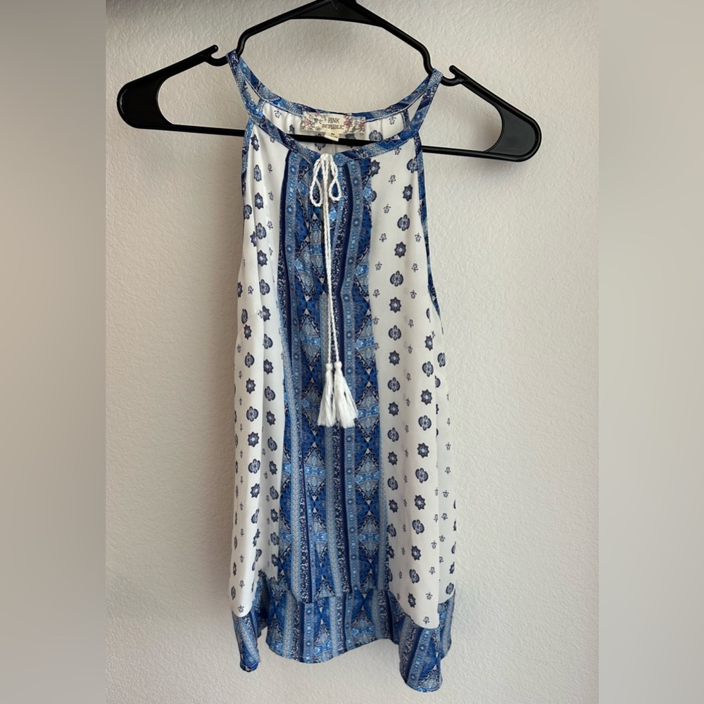 Pink Republic Tank Top, Blue and White, Never Worn, tags attached